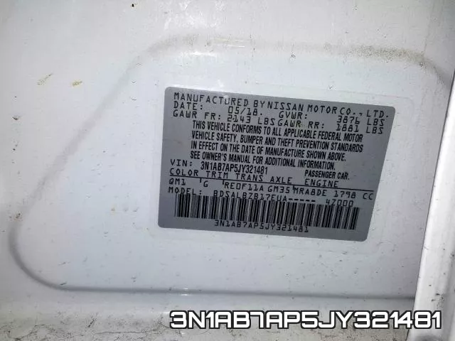 3N1AB7AP5JY321481 фото 2
