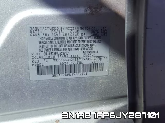 3N1AB7AP6JY287101 фото 2