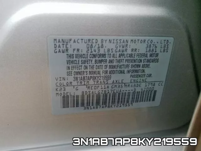 3N1AB7AP8KY219559 фото 2