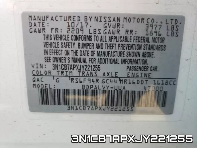 3N1CB7APXJY221255 фото 2