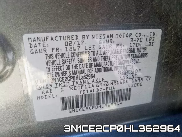 3N1CE2CP0HL362964 фото 2