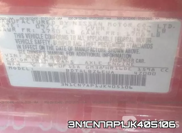 3N1CN7AP1JK405106 фото 10