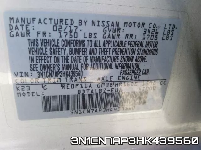 3N1CN7AP3HK439560 фото 2