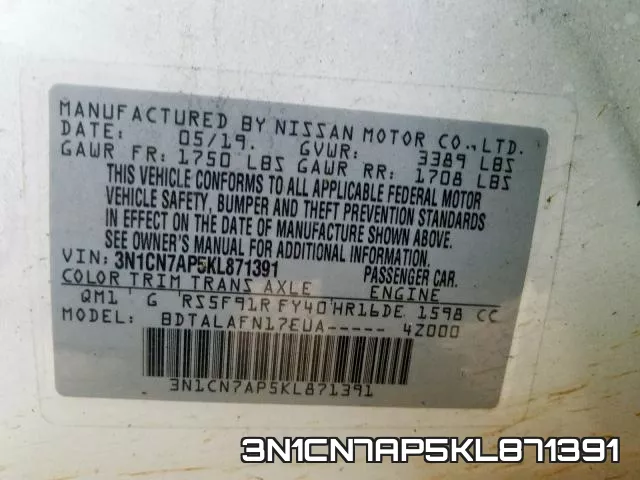 3N1CN7AP5KL871391 фото 2