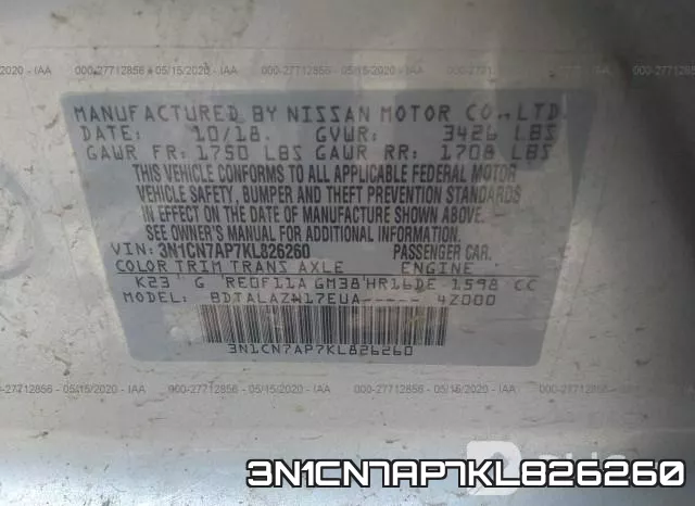 3N1CN7AP7KL826260 фото 10