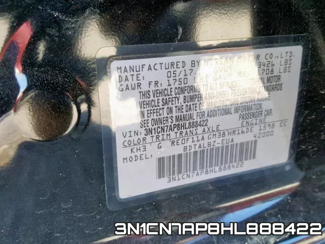 3N1CN7AP8HL888422 фото 2