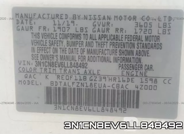 3N1CN8EV6LL848492 фото 10
