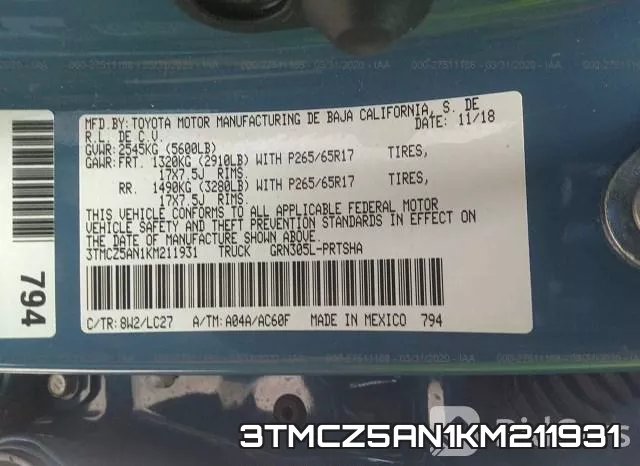 3TMCZ5AN1KM211931 фото 10