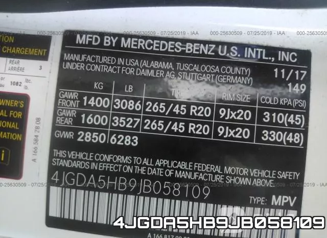4JGDA5HB9JB058109 фото 9