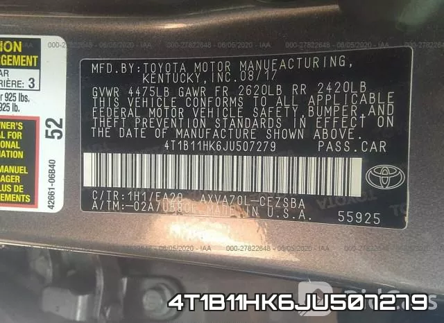 4T1B11HK6JU507279 фото 10