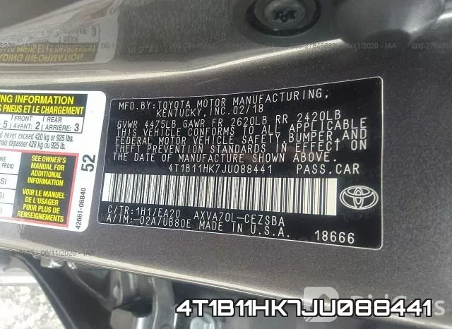 4T1B11HK7JU088441 фото 9