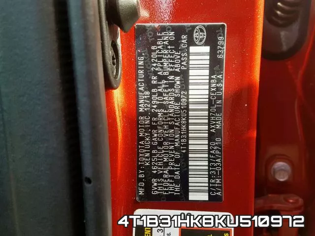 4T1B31HK8KU510972 фото 2