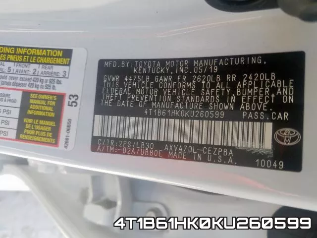 4T1B61HK0KU260599 фото 2