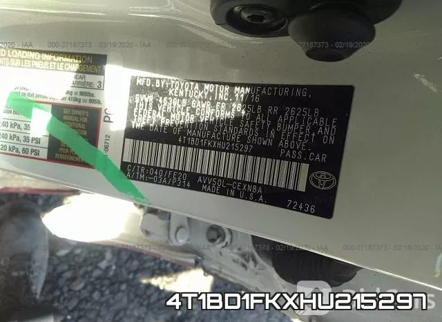 4T1BD1FKXHU215297 фото 10