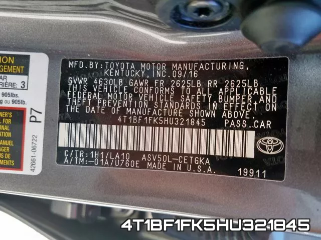 4T1BF1FK5HU321845 фото 2