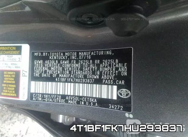 4T1BF1FK7HU293837 фото 9