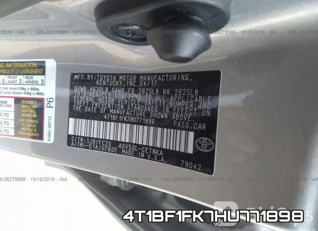4T1BF1FK7HU771898 фото 10