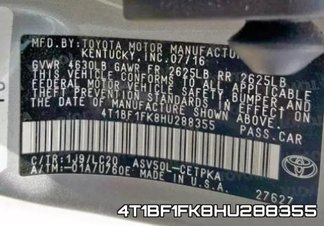 4T1BF1FK8HU288355 фото 2