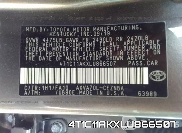 4T1C11AKXLU866507 фото 10