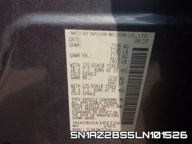 5N1AZ2BS5LN101526 фото 2