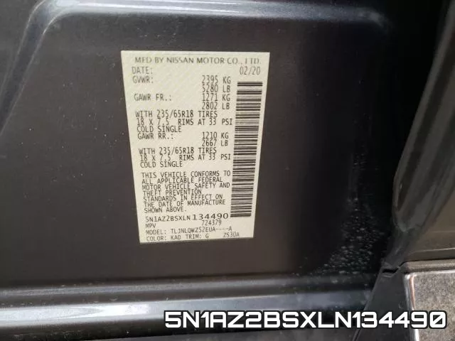 5N1AZ2BSXLN134490 фото 2