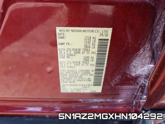 5N1AZ2MGXHN104292 фото 2