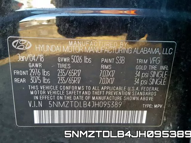 5NMZTDLB4JH095389 фото 2