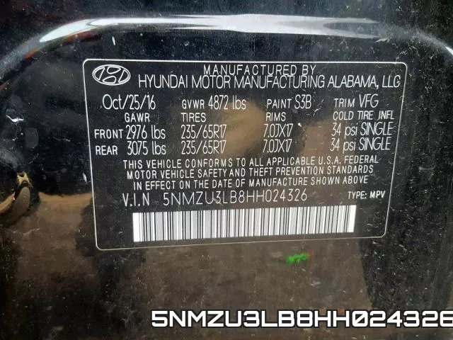 5NMZU3LB8HH024326 фото 2