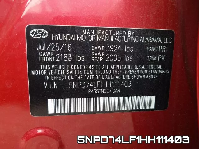 5NPD74LF1HH111403 фото 2