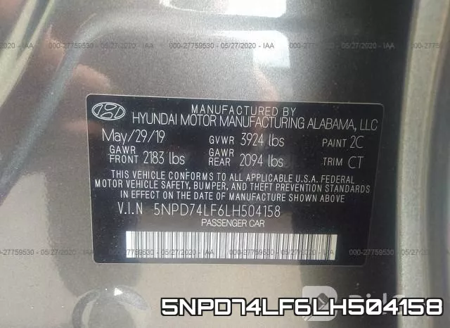 5NPD74LF6LH504158 фото 10