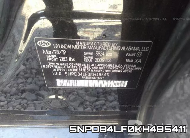 5NPD84LF0KH485411 фото 10