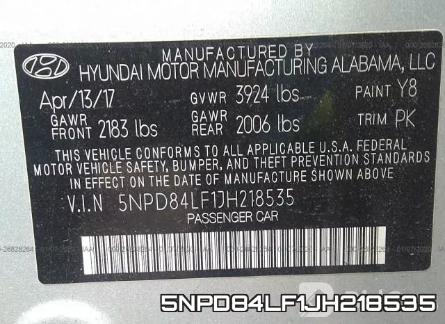 5NPD84LF1JH218535 фото 10