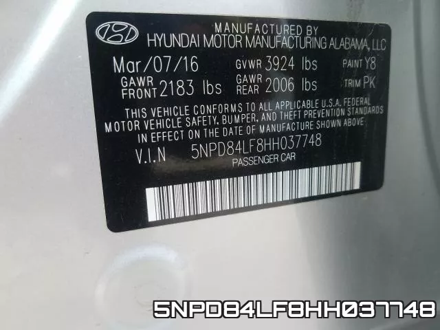 5NPD84LF8HH037748 фото 2