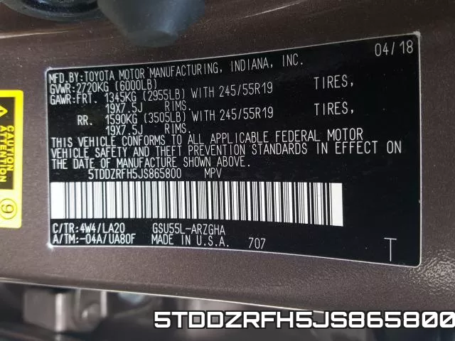 5TDDZRFH5JS865800 фото 2