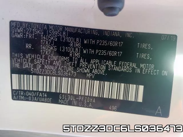 5TDZZ3DC6LS036473 фото 2