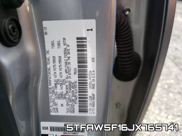 5TFAW5F16JX765741 фото 2