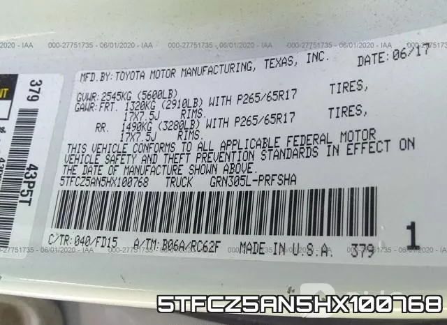 5TFCZ5AN5HX100768 фото 10