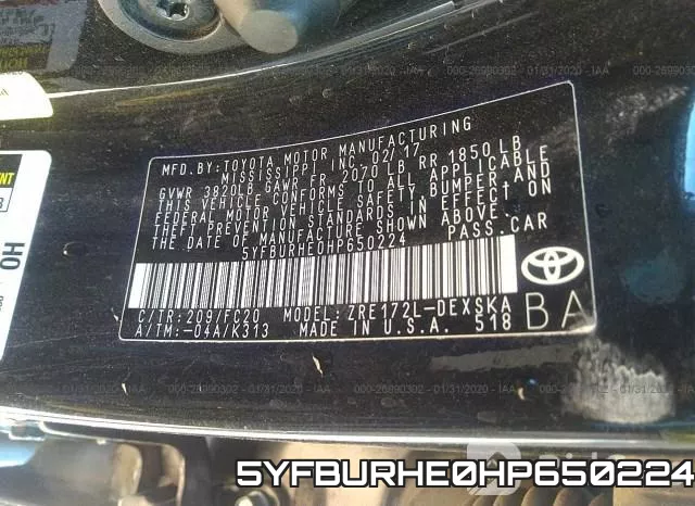 5YFBURHE0HP650224 фото 10