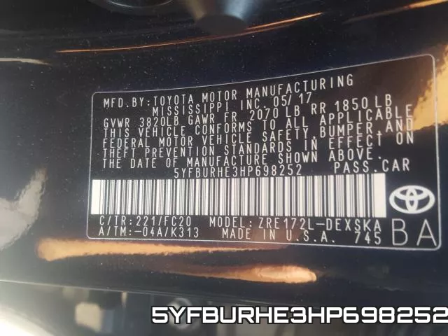 5YFBURHE3HP698252 фото 2