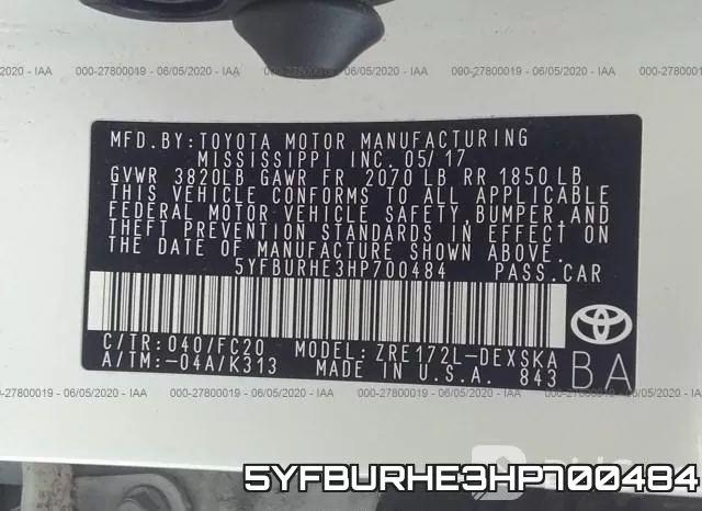 5YFBURHE3HP700484 фото 10