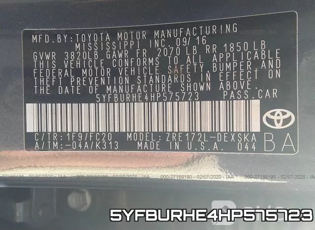 5YFBURHE4HP575723 фото 9