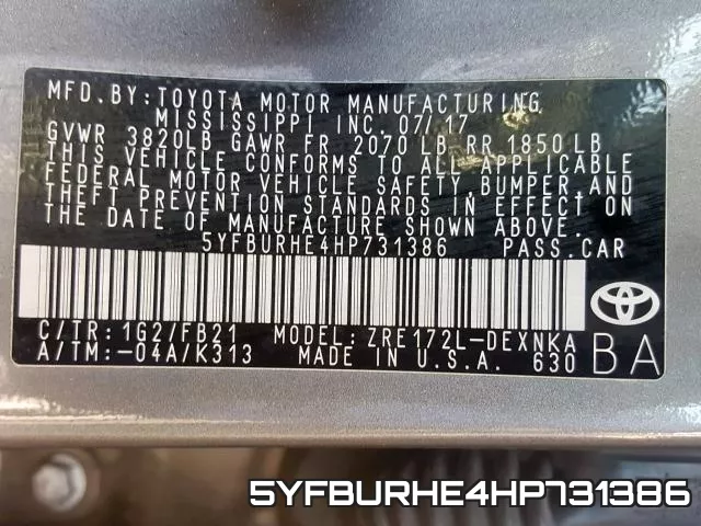 5YFBURHE4HP731386 фото 2