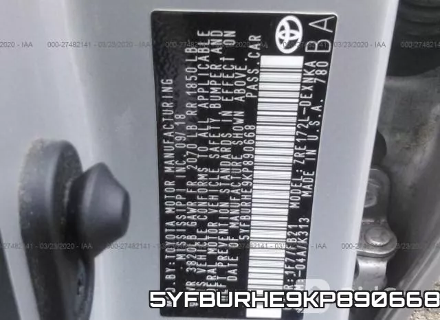 5YFBURHE9KP890668 фото 10
