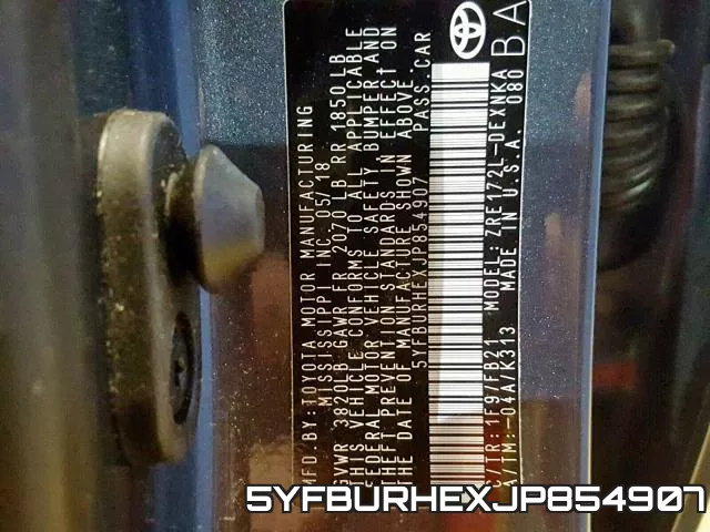 5YFBURHEXJP854907 фото 2