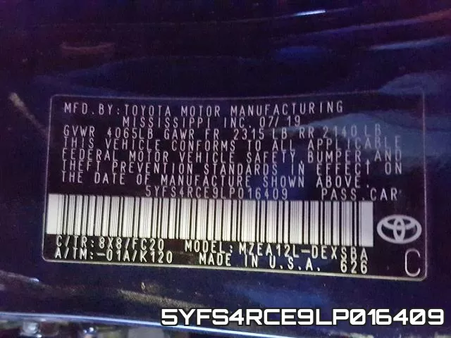 5YFS4RCE9LP016409 фото 2