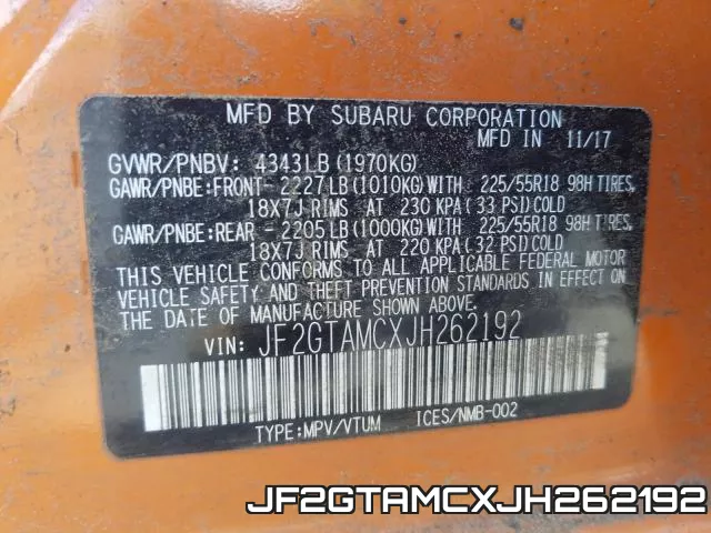 JF2GTAMCXJH262192 фото 2