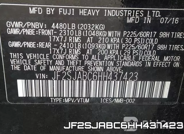 JF2SJABC6HH437423 фото 10