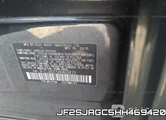 JF2SJAGC5HH469420 фото 10