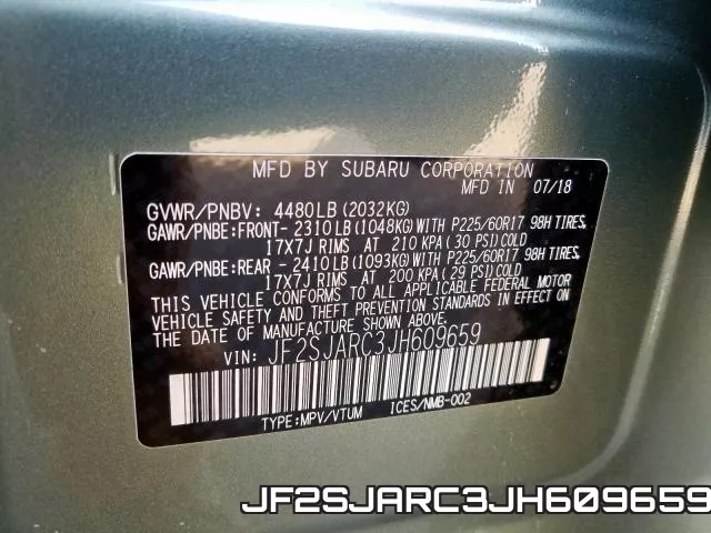JF2SJARC3JH609659 фото 2