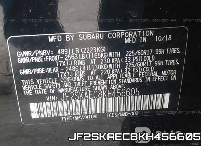JF2SKAEC8KH456605 фото 9